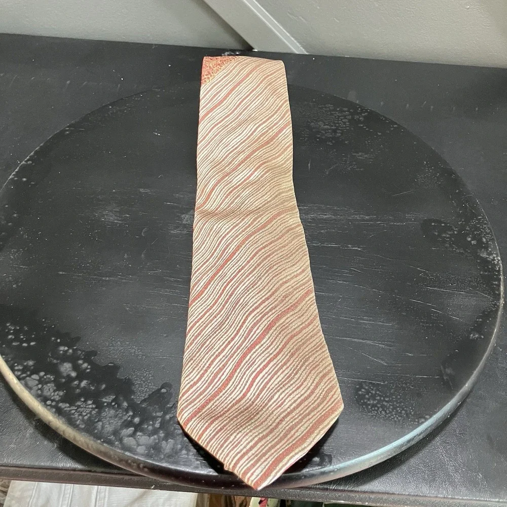 Valentino 100% Silk Diagonal Stripe Neck Tie Red Silver Gray Italy Designer